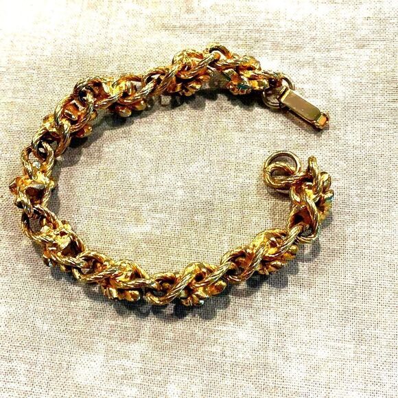 Gorgeous Enamel Flowers Vintage bracelet in Aqua Blue & Yellow - Picture 2 of 2